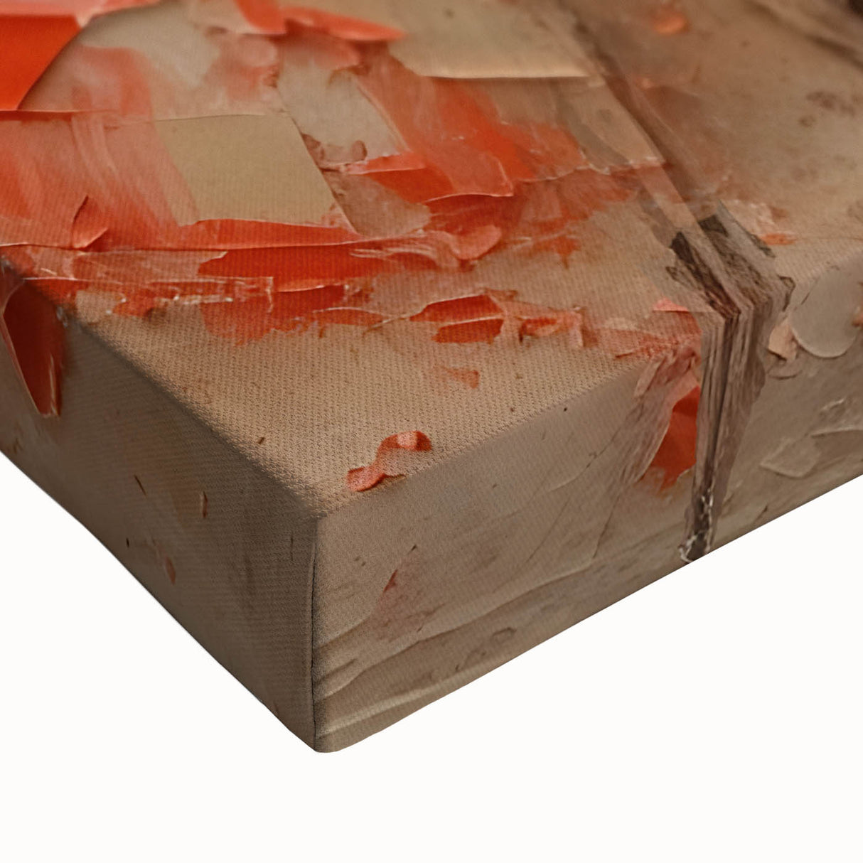 Close-up of a vibrant abstract figurative wall art design on stretched canvas, showcasing intricate brush strokes and bold colors ideal for modern decor.