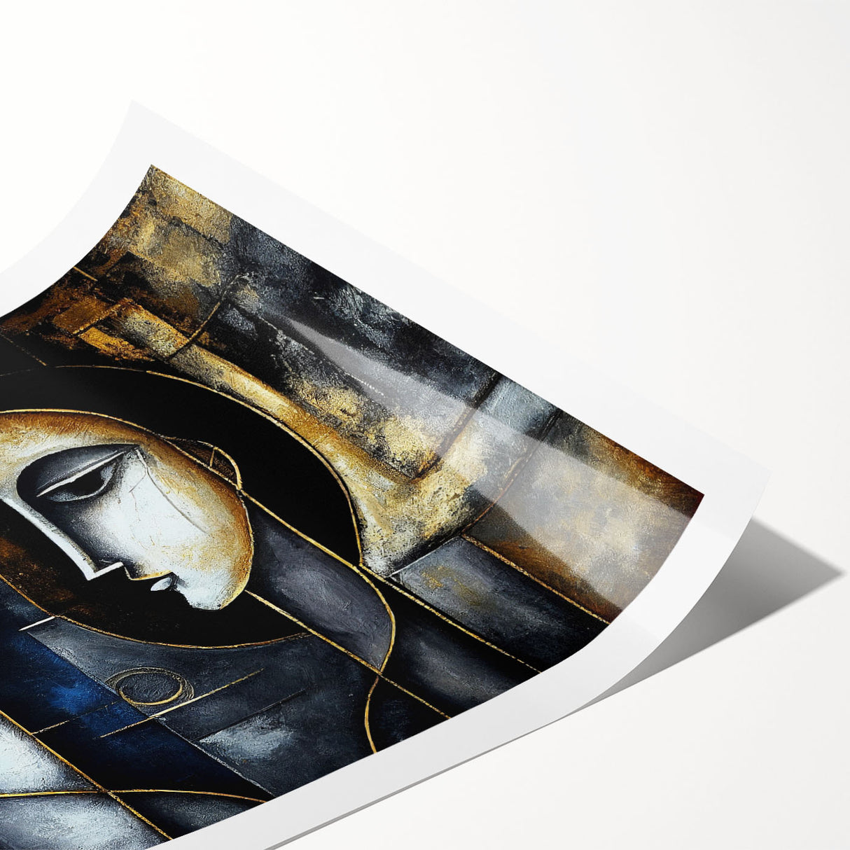 Abstract figurative wall art print showcasing vibrant colors and unique shapes, rolled for easy framing and display in modern interiors.