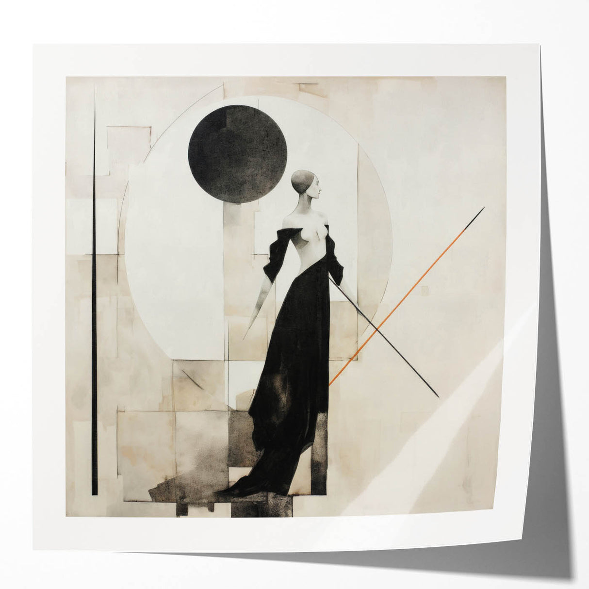 Abstract figurative wall art design featuring vibrant colors and dynamic shapes, showcased in a glossy finish for modern decor appeal.