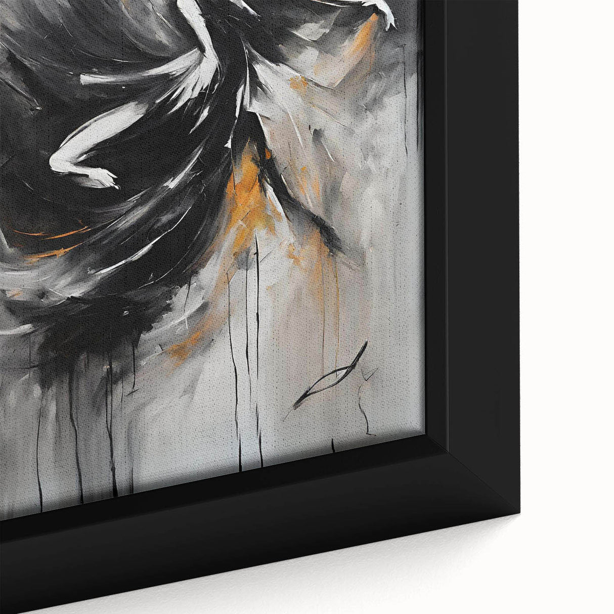 Framed abstract figurative wall art showcasing vibrant colors and dynamic shapes, perfect for modern home decor, enhancing artistic ambiance.