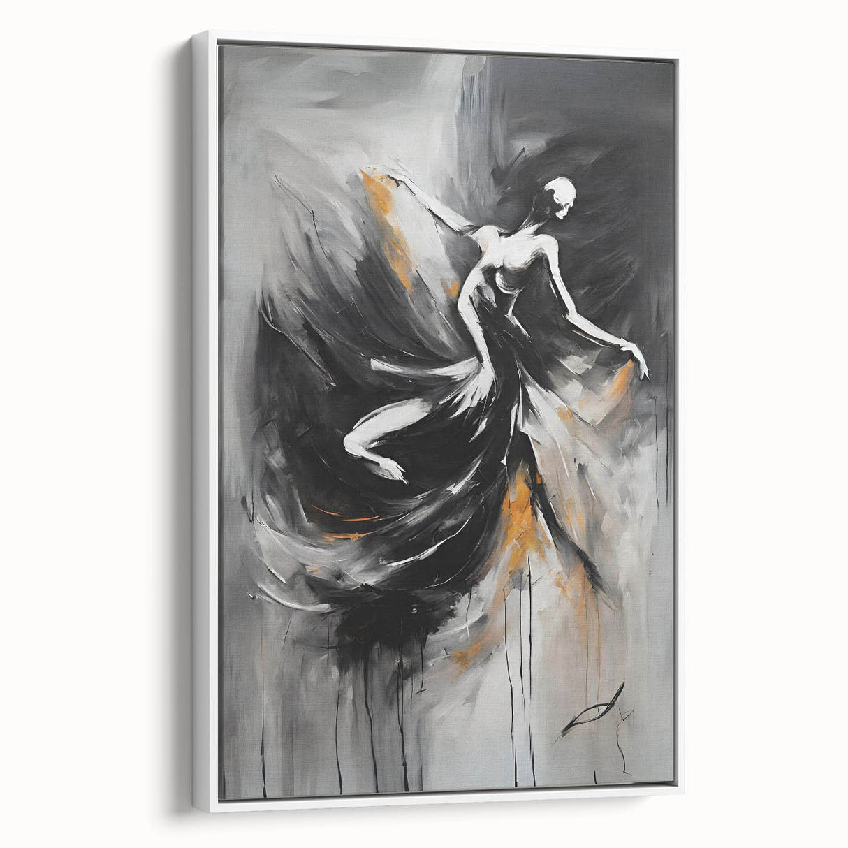 Framed abstract figurative wall art collection showcasing a vibrant design in bold colors, displayed in a sleek white frame for modern decor.