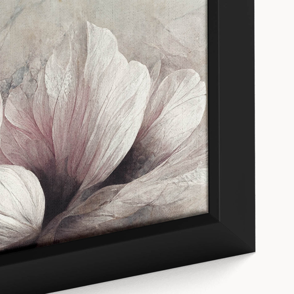 Close-up of a framed abstract floral wall art piece, showcasing vibrant colors and intricate details, perfect for modern home decor.
