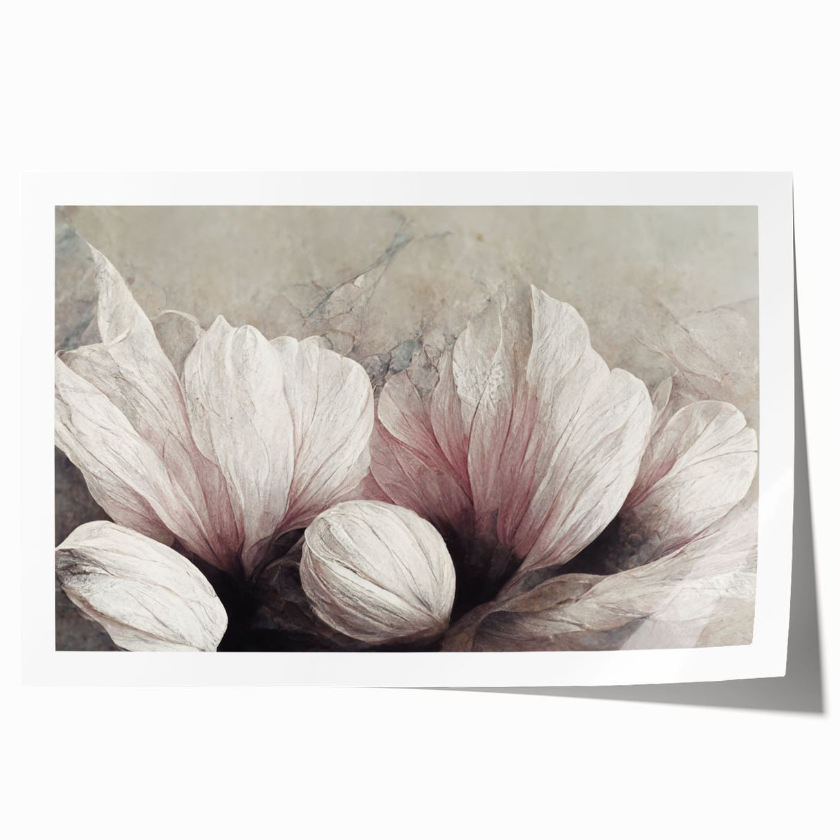 Vibrant abstract floral design wall art print showcasing colorful blooms and dynamic shapes, rolled for easy framing and display.