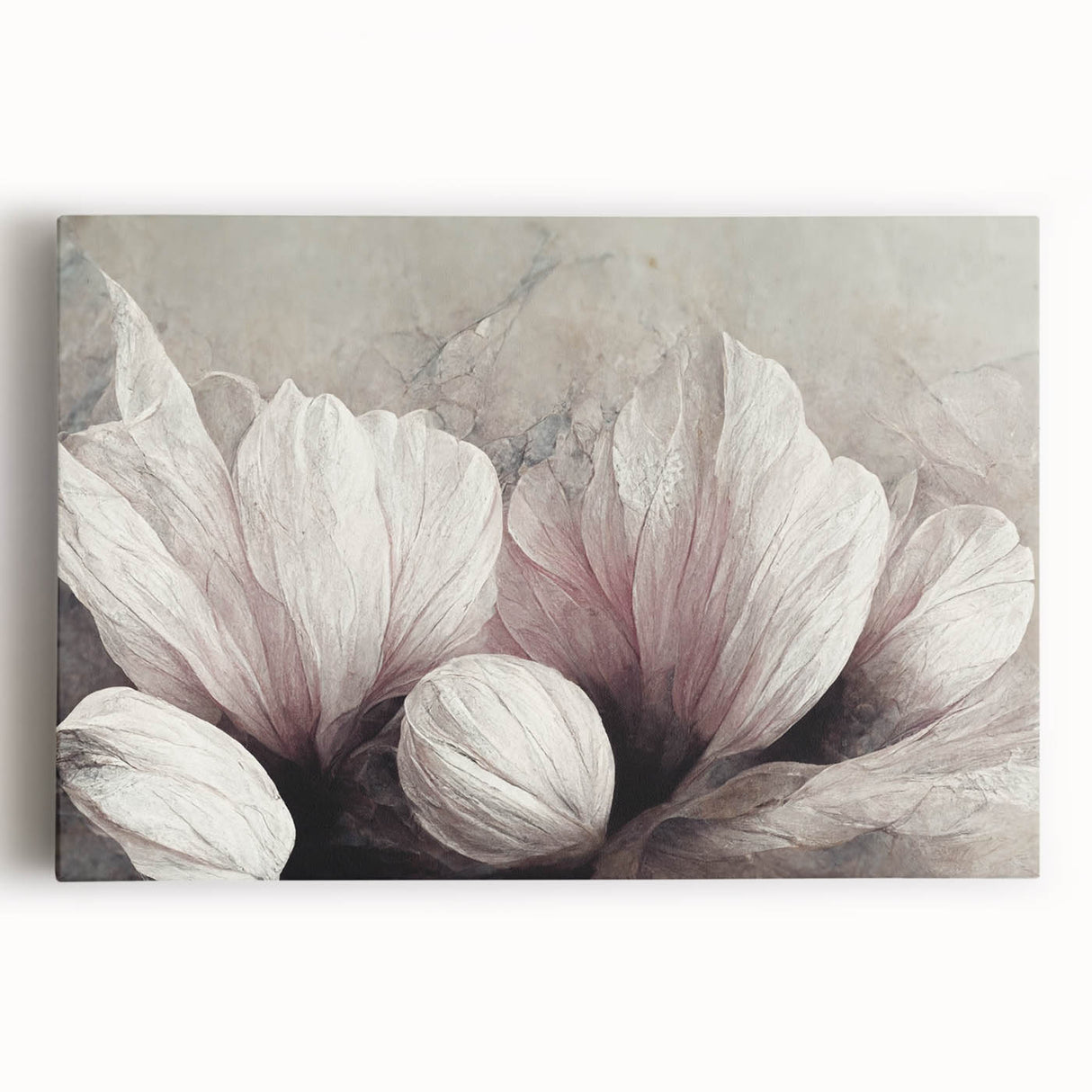 Vibrant abstract floral design wall art on stretched canvas, showcasing colorful blooms and intricate details, perfect for modern decor.