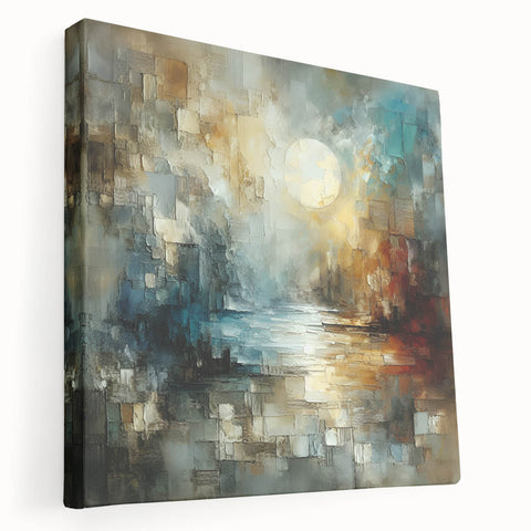 Abstract landscape wall art collection on stretched canvas, showcasing vibrant colors and fluid shapes, perfect for modern home decor.