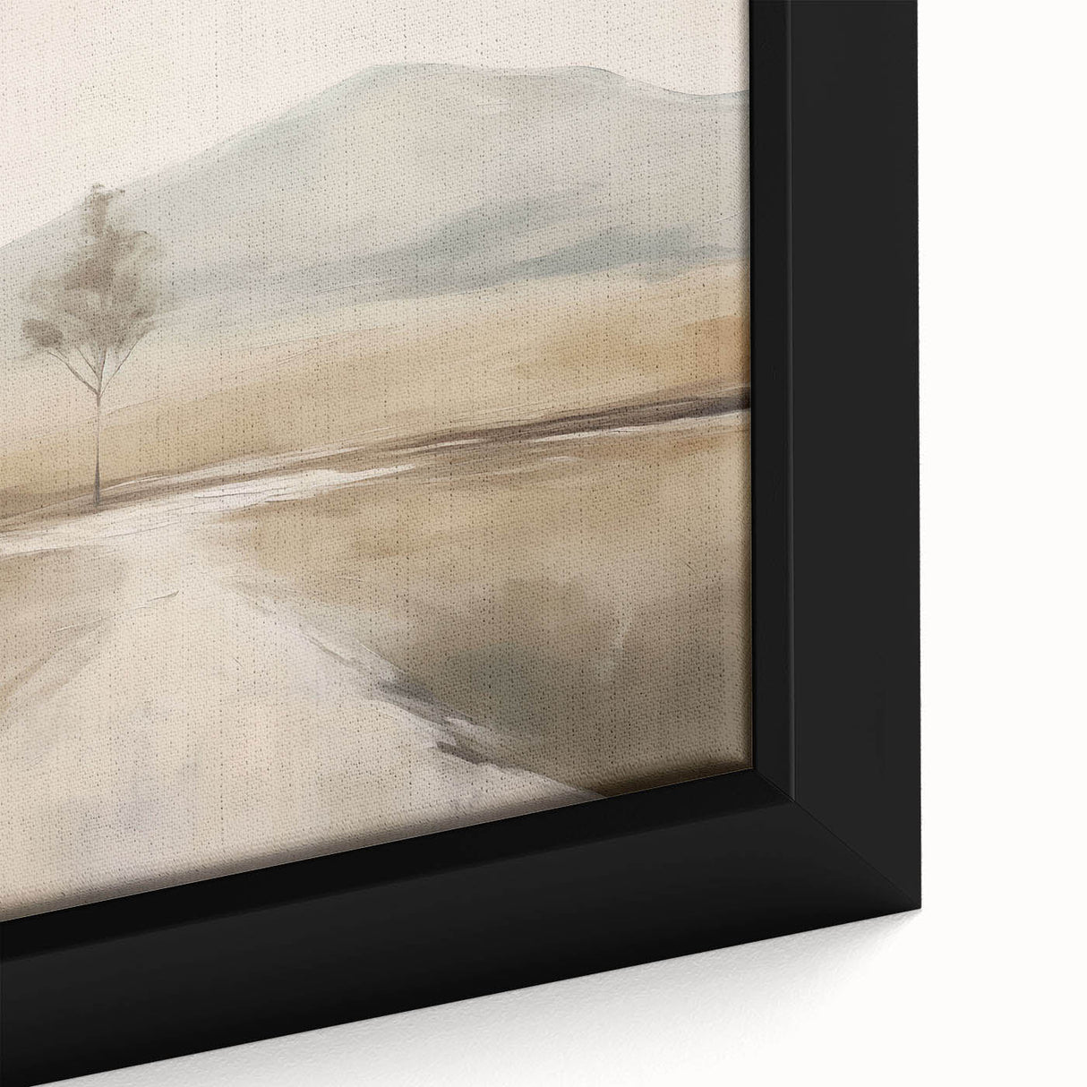 Framed abstract landscape wall art featuring vibrant colors and textured brush strokes, showcasing a serene natural scene ideal for modern home decor.