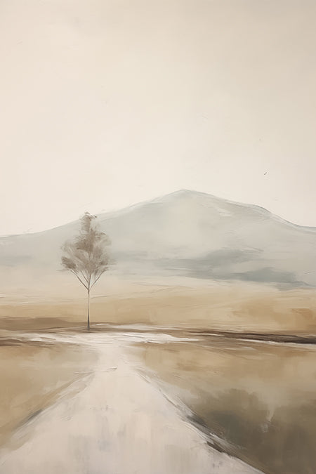 Abstract landscape wall art collection showcasing vibrant hues of blue, green, and orange, designed to enhance modern home decor with a serene, artistic touch.