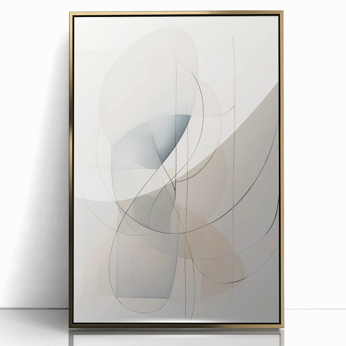 Framed abstract minimalist wall art design showcasing a gold-acrylic finish, perfect for modern decor. Ideal for adding elegance to living spaces or offices.