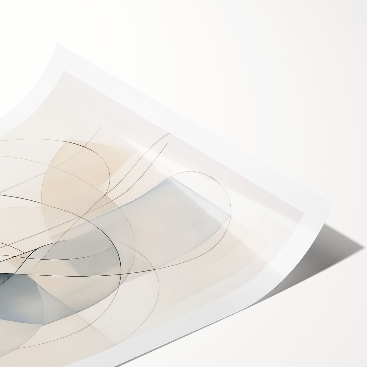 Abstract minimalist wall art print showcasing a geometric design in soft pastel colors, rolled and ready for framing, perfect for modern home decor.