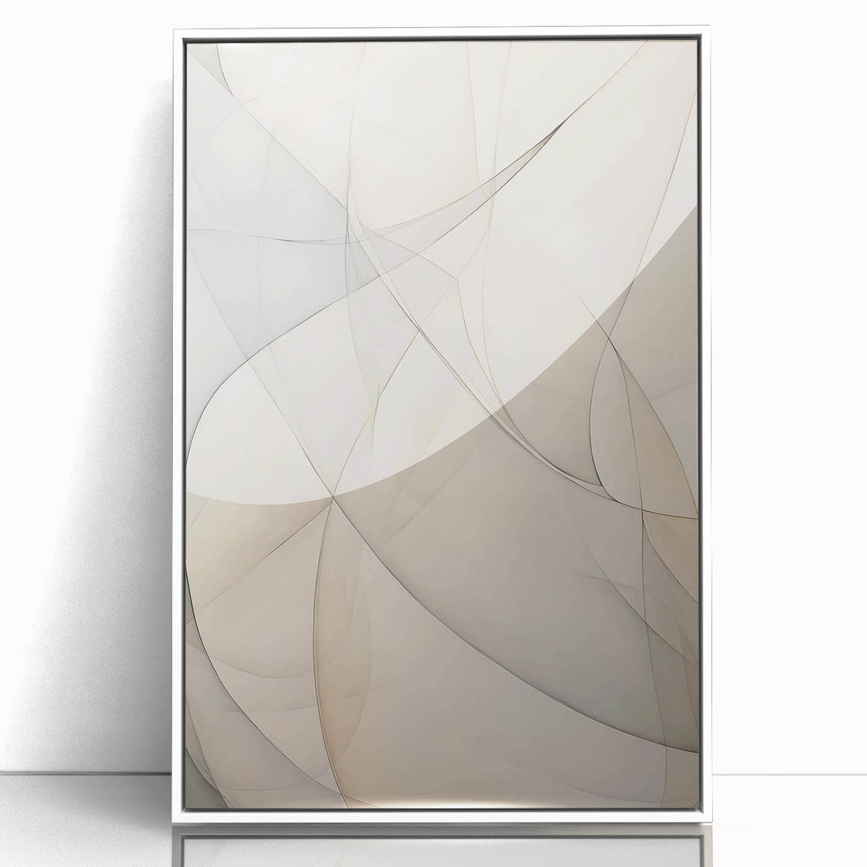 Framed abstract minimalist wall art featuring bold geometric shapes in soft pastel colors, showcasing a contemporary design ideal for modern interiors.