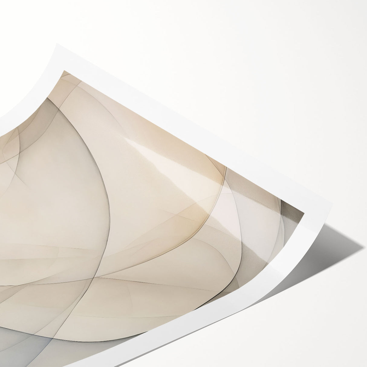 Abstract minimalist wall art print showcasing soft neutral tones and geometric shapes, rolled and ready for display, perfect for modern home decor.