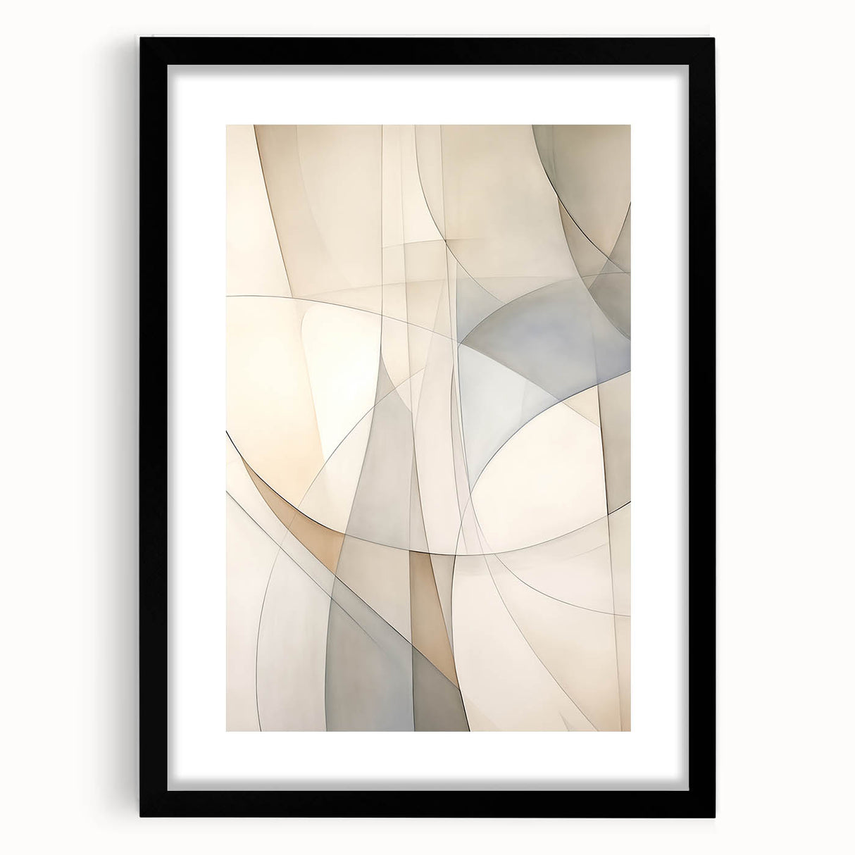 Abstract minimalist wall art design showcasing a framed piece with a black mat, perfect for modern home decor. Ideal for enhancing contemporary living spaces.