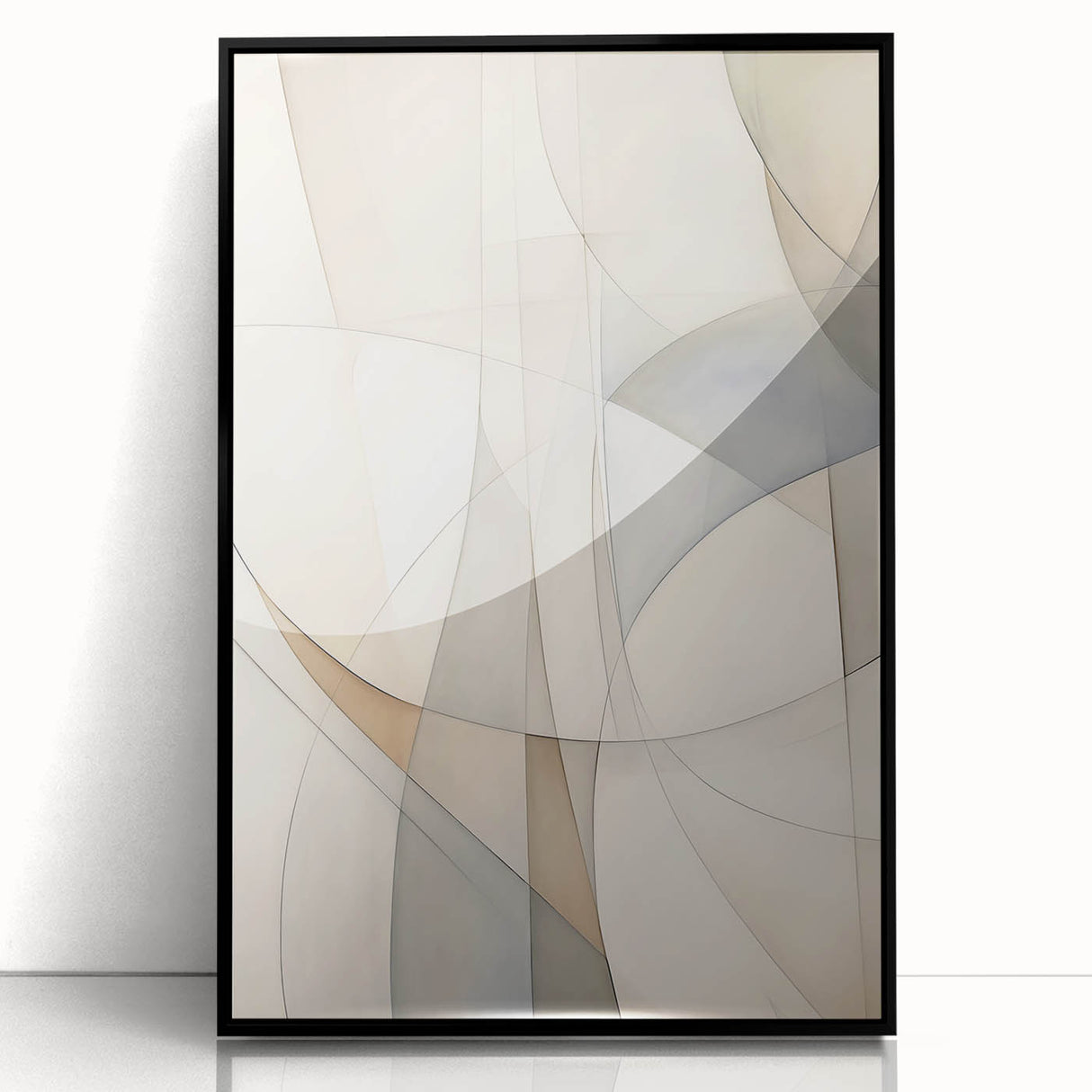 Framed acrylic wall art showcasing an abstract minimalist design in black tones, perfect for modern home decor, enhancing any living space with elegance.