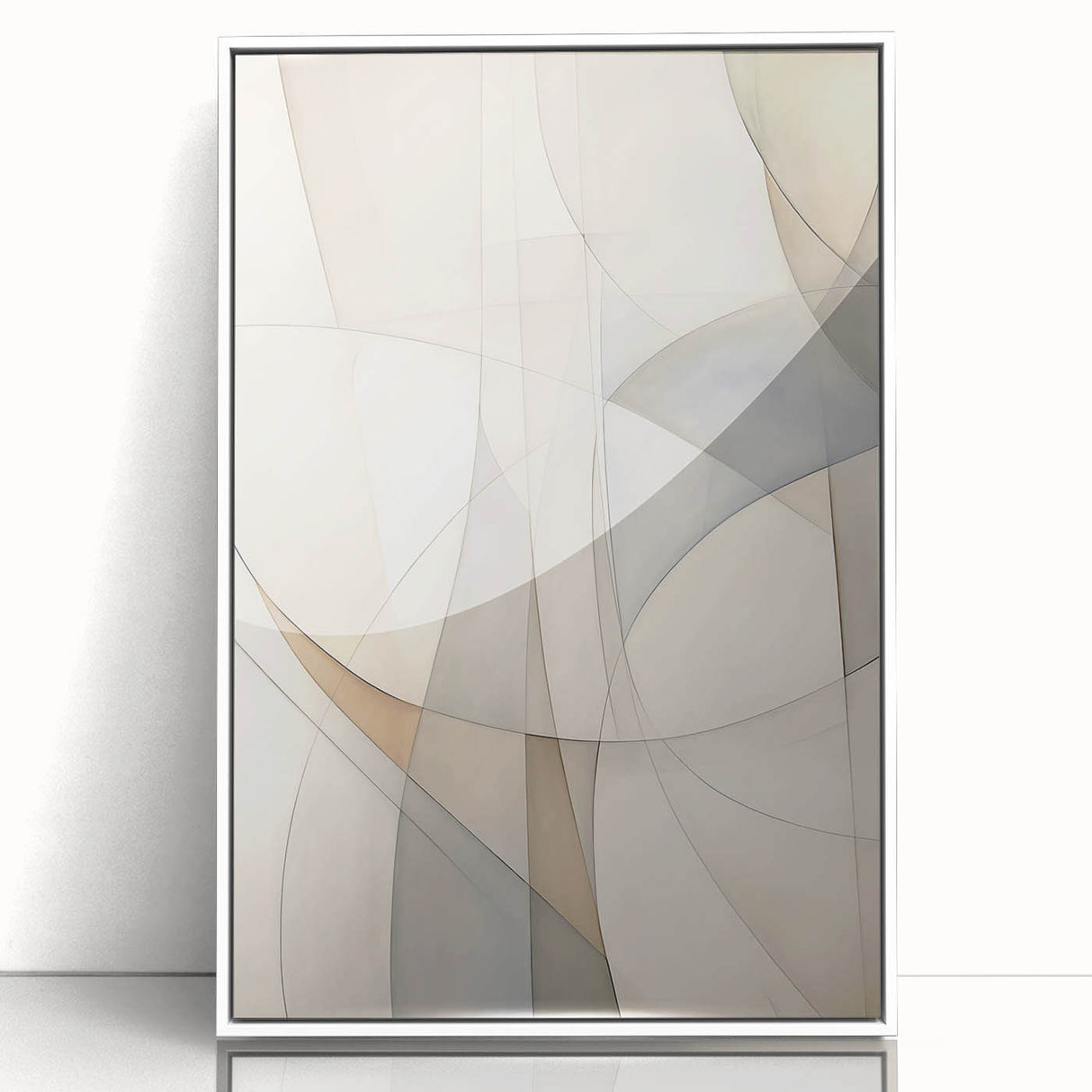 Framed acrylic wall art featuring an abstract minimalist design in soft pastel colors, showcasing an elegant composition, ideal for modern home decor.