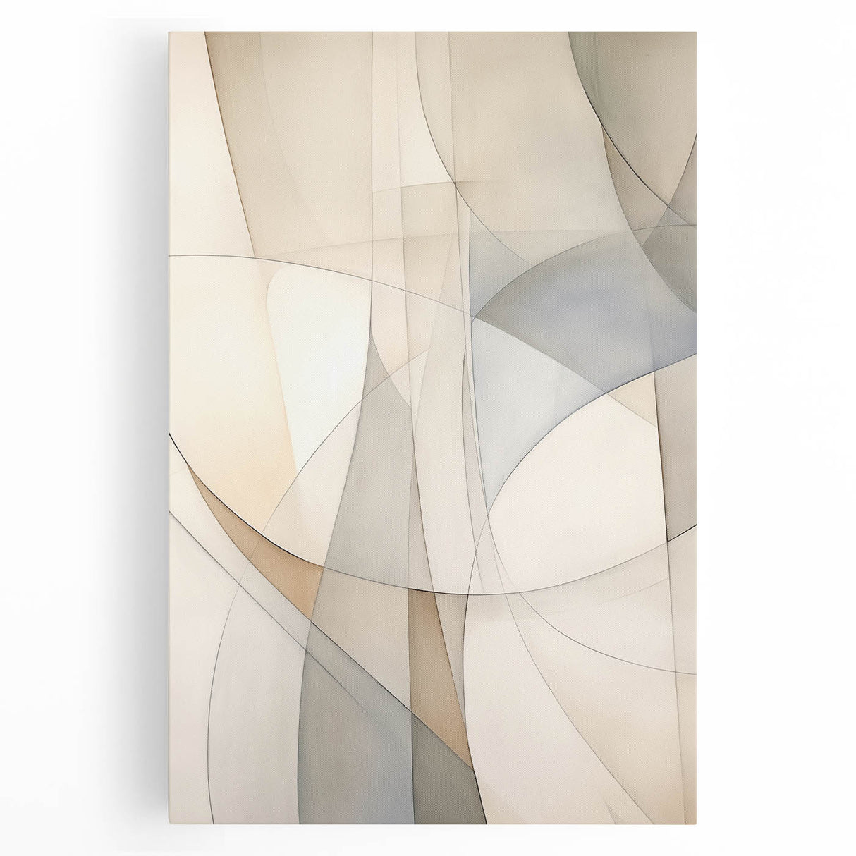 Abstract minimalist wall art design featuring geometric shapes and soft color gradients, printed on stretched canvas for a modern aesthetic, perfect for contemporary decor.