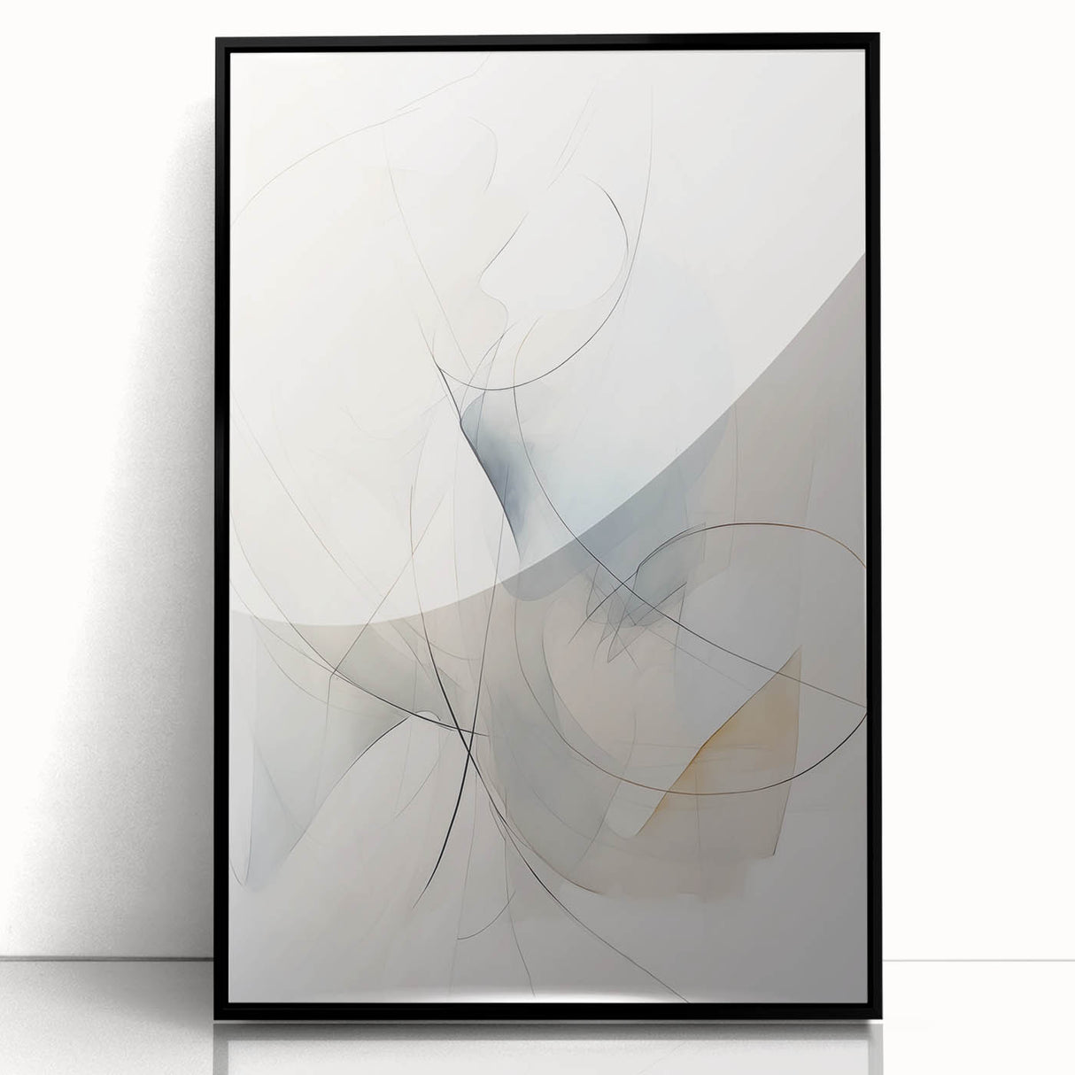 Framed acrylic wall art with an abstract minimalist design, showcasing a sleek black front view, perfect for modern interior decor. Ideal for enhancing contemporary spaces.