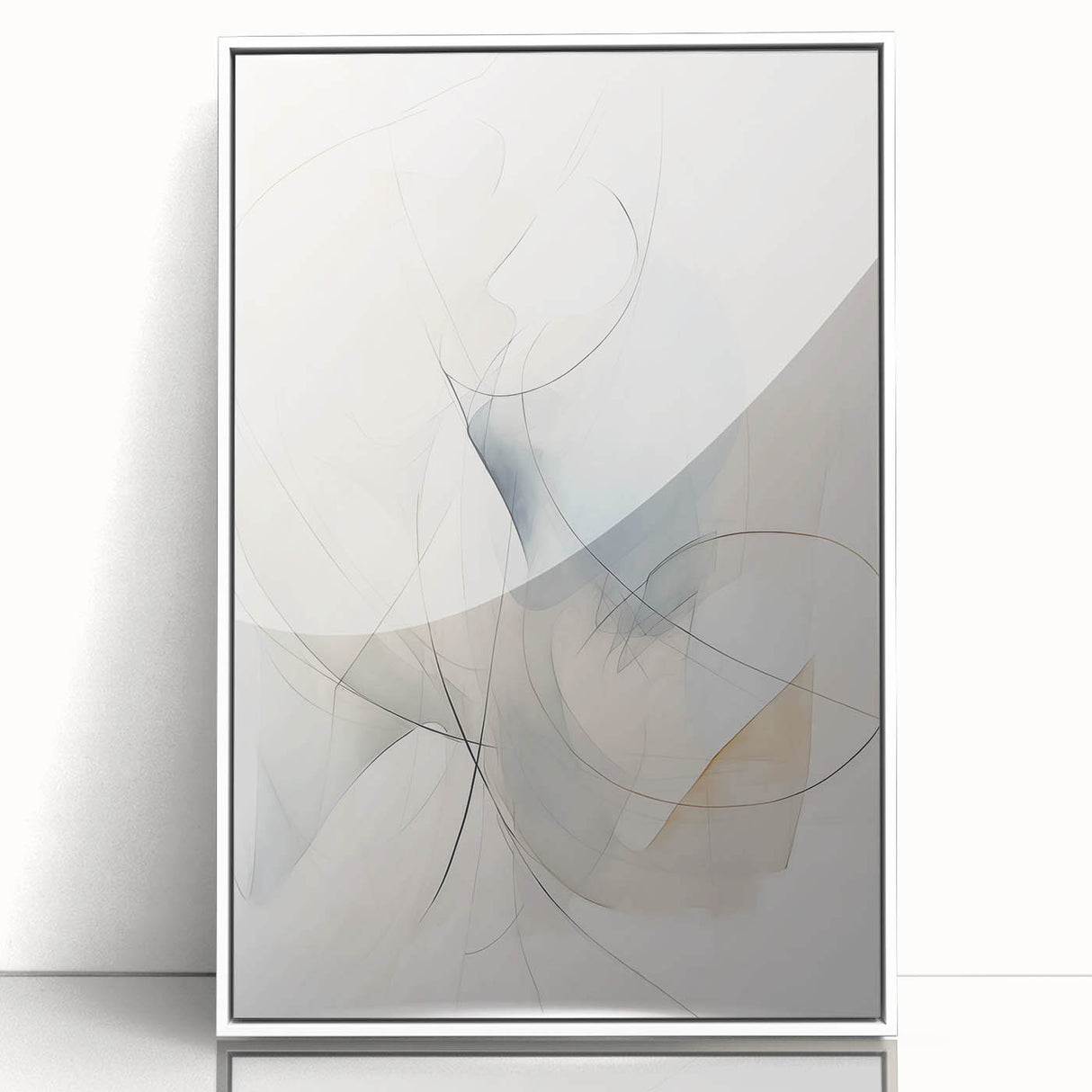 Framed abstract minimalist wall art design showcasing a sleek white frame and vibrant colors, perfect for modern home decor or office spaces. This piece adds a contemporary touch to any interior setting.