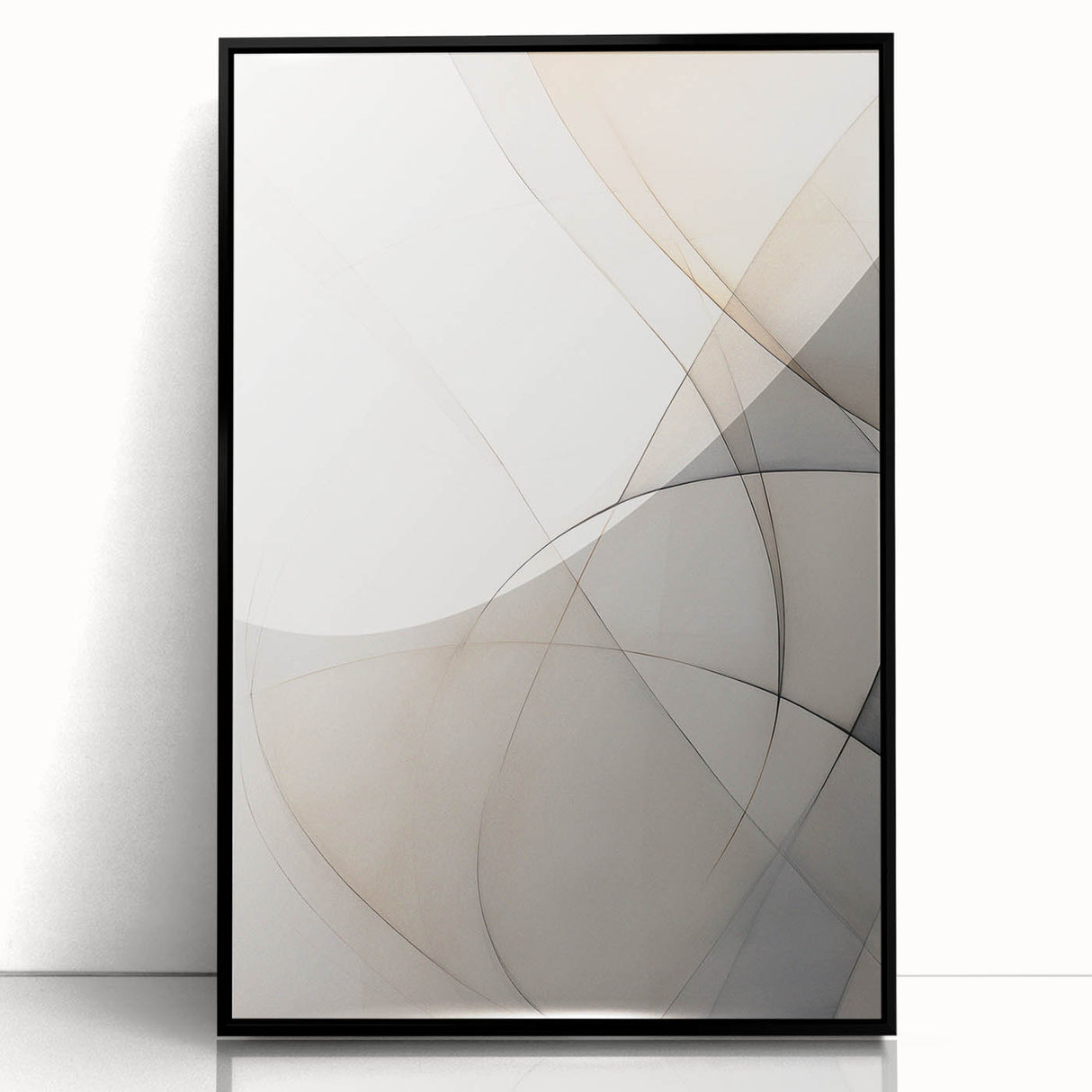Framed abstract minimalist wall art collection featuring a sleek black acrylic front, ideal for modern decor; enhances any contemporary living space.