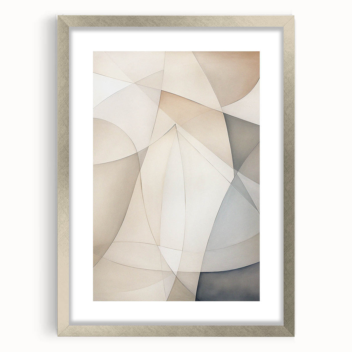 Elegant abstract minimalist wall art showcasing a silver-framed design with a matte finish, perfect for modern home decor and stylish interiors.