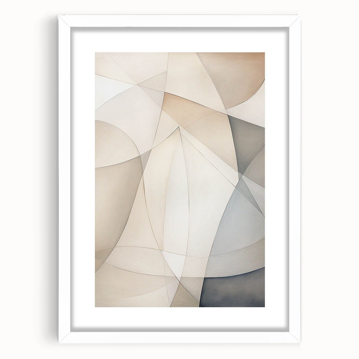 Abstract minimalist wall art design featuring a framed piece with a white mat, showcasing a modern aesthetic suitable for contemporary home decor.