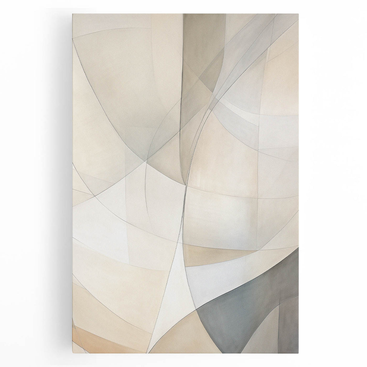 Abstract minimalist wall art design on stretched canvas showcasing geometric shapes in muted colors, perfect for modern home decor. Ideal for enhancing minimalist interiors.