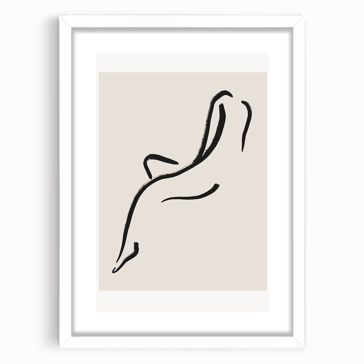 Abstract minimalist wall art design featuring a framed 108 collection print with a white mat, showcasing a modern aesthetic ideal for contemporary home decor.
