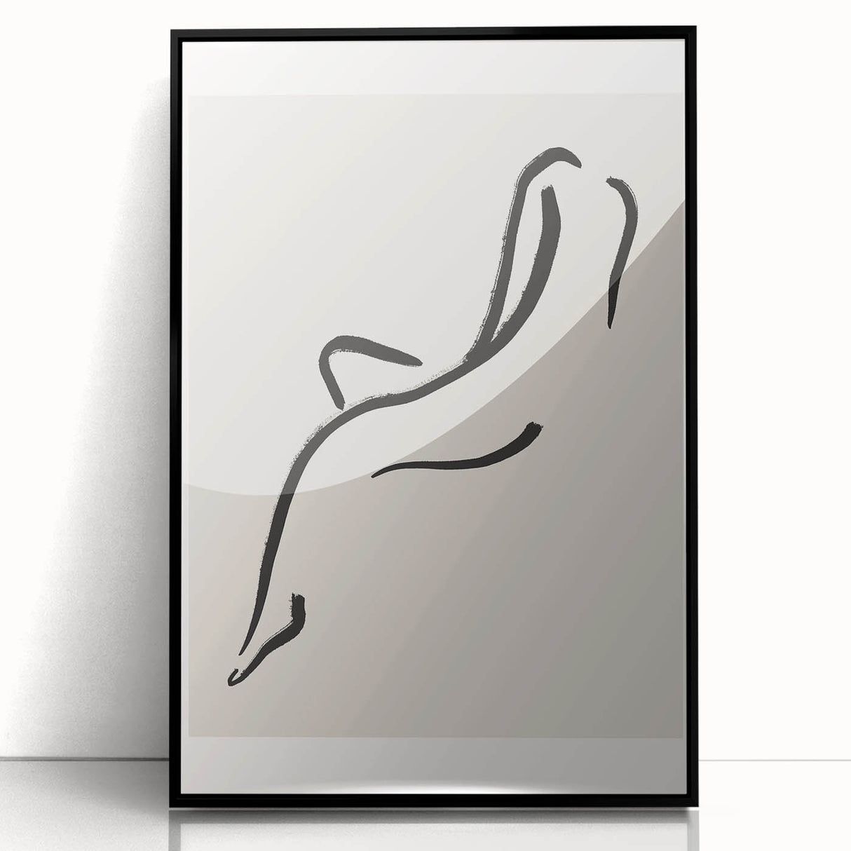 Framed abstract minimalist wall art design featuring a sleek black frame, showcasing modern geometric patterns that enhance contemporary interiors.