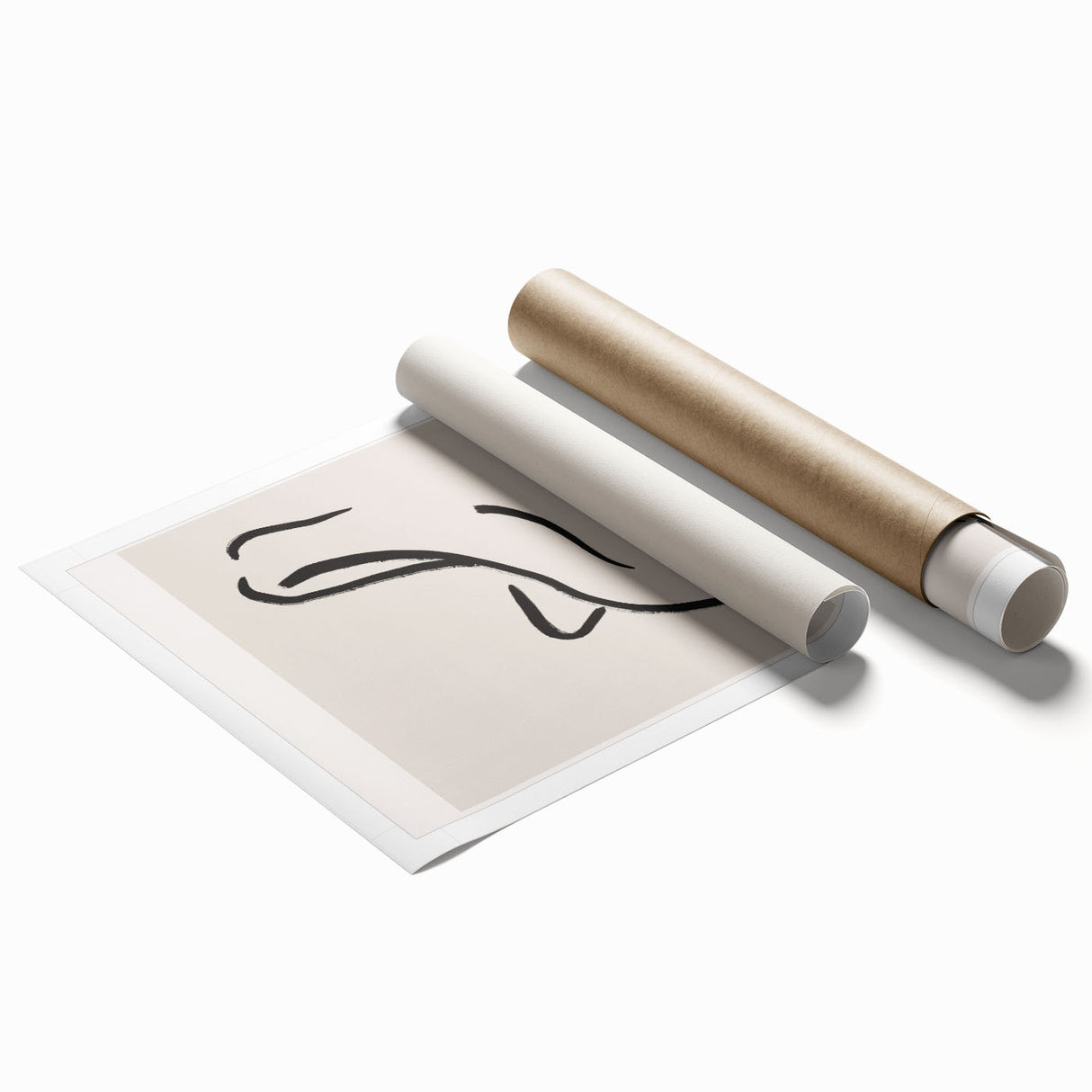 Abstract minimalist wall art print showcasing a blend of soft pastel colors and geometric shapes, rolled for easy shipping and display in modern interiors.