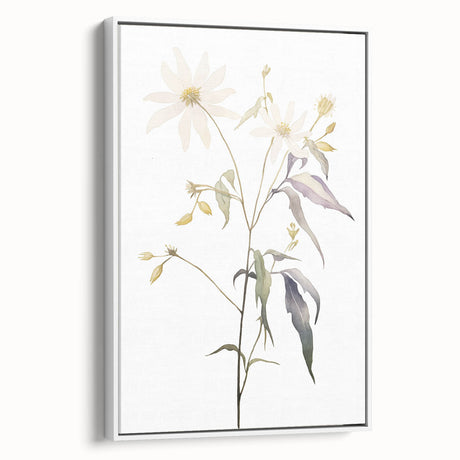 Framed abstract minimalist wall art design showcasing a sleek white canvas with subtle textures, ideal for modern home decor, viewed from the side.