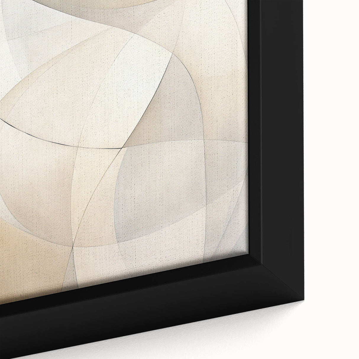 Close-up of a framed abstract minimalist wall art piece showcasing soft pastel colors and geometric shapes, perfect for modern home decor, enhancing aesthetic appeal.