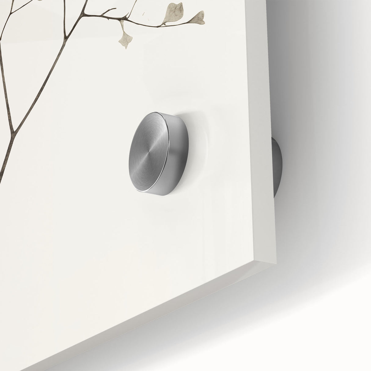 Close-up view of an abstract minimalist wall art piece showcasing harmonious colors and geometric shapes, designed for modern decor, framed in acrylic glass for a sleek finish. Ideal for contemporary interior styling, enhancing living spaces with a touch of elegance.