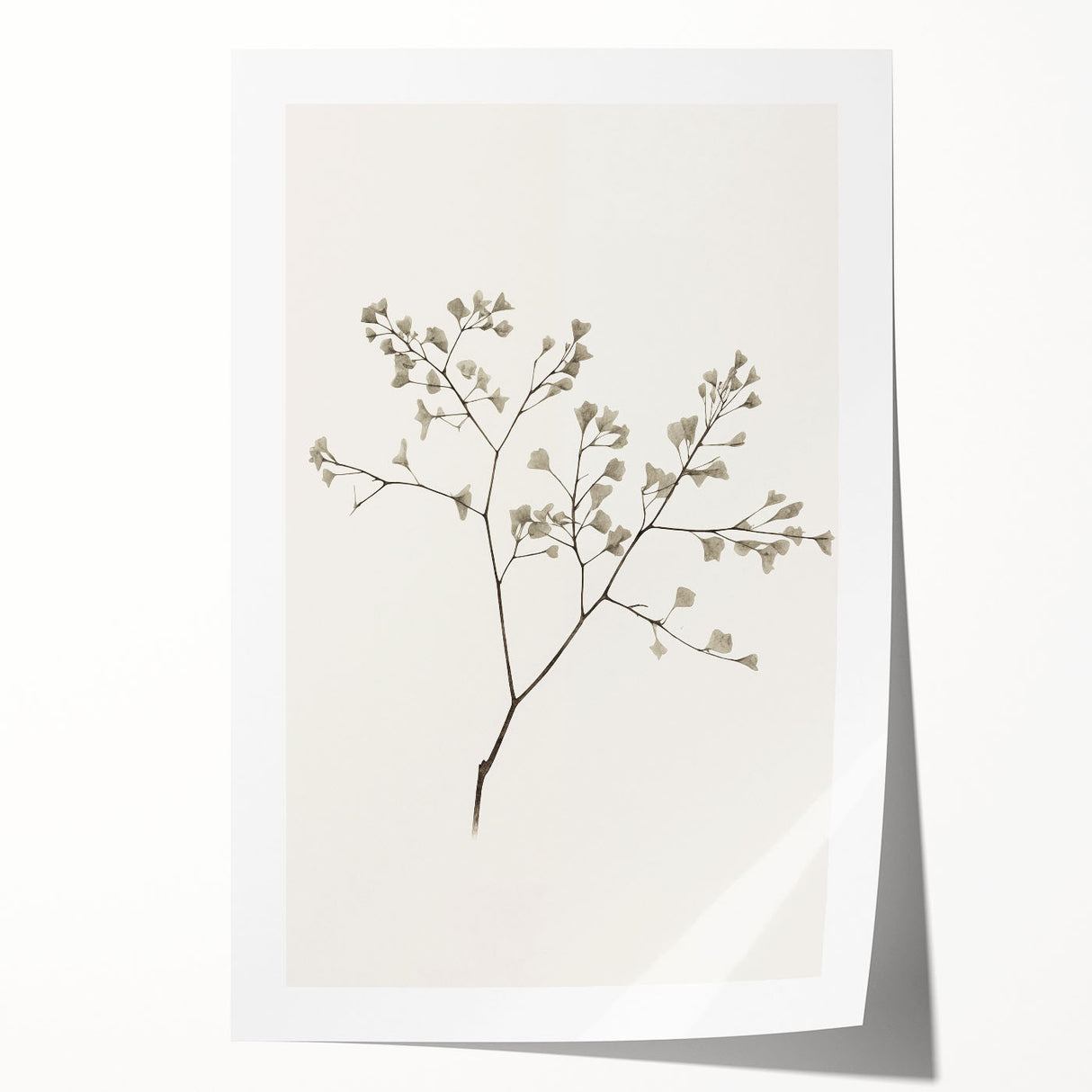 Abstract minimalist wall art print featuring soft pastel colors and geometric shapes, showcasing a modern design ideal for stylish home decor, rolled for easy display.