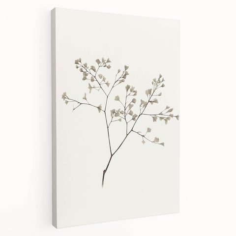 Stretched canvas wall art showcasing an abstract minimalist design with soft pastel colors, featuring a side view that highlights its depth and texture, perfect for modern decor.