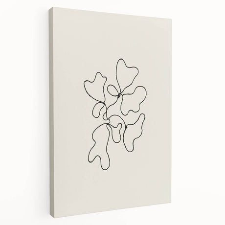 Stretched canvas showcasing a modern abstract minimalist wall art design in muted tones, highlighting fluid shapes and lines, ideal for contemporary decor.