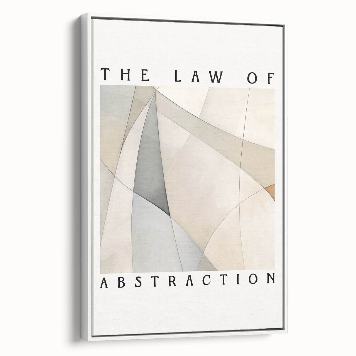 Framed abstract minimalist wall art in a white setting, showcasing geometric shapes and soft colors, perfect for modern home decor. Ideal for enhancing interior aesthetics.