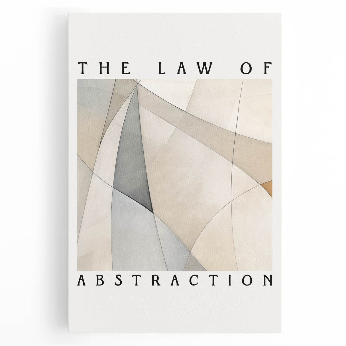 Abstract minimalist wall art design showcasing a blend of soft earth tones and geometric shapes, printed on a stretched canvas, ideal for modern home decor.