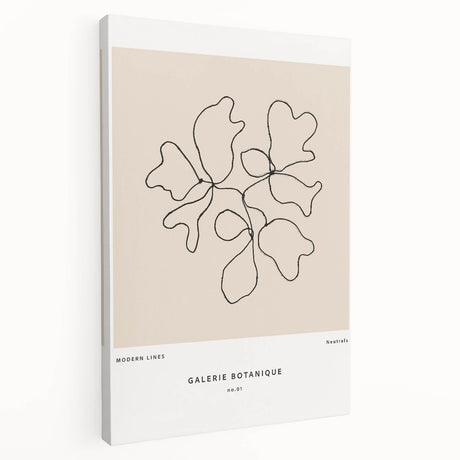 Stretched canvas artwork showcasing an abstract minimalist design with geometric shapes in soft pastel colors, elegantly displayed from a side view for a modern home decor aesthetic.