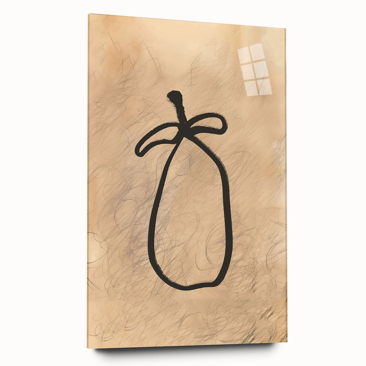 Abstract minimalist wall art design displayed in a sleek acrylic frame, showcasing subtle color gradients and contemporary shapes, perfect for modern interiors.