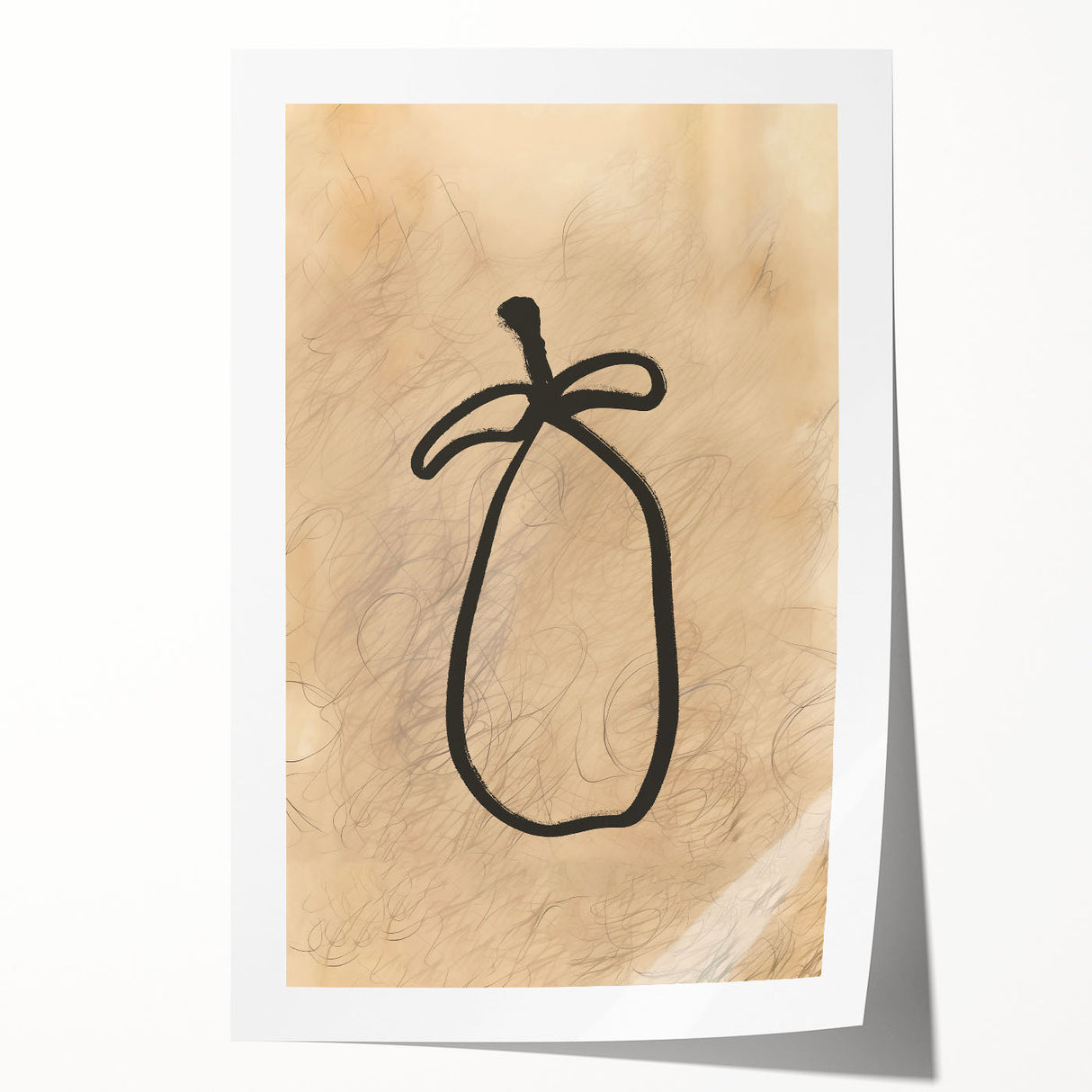 Abstract minimalist wall art design featuring soft pastel colors and geometric shapes, showcased as a rolled print in a protective cardboard tube, perfect for stylish home decor.