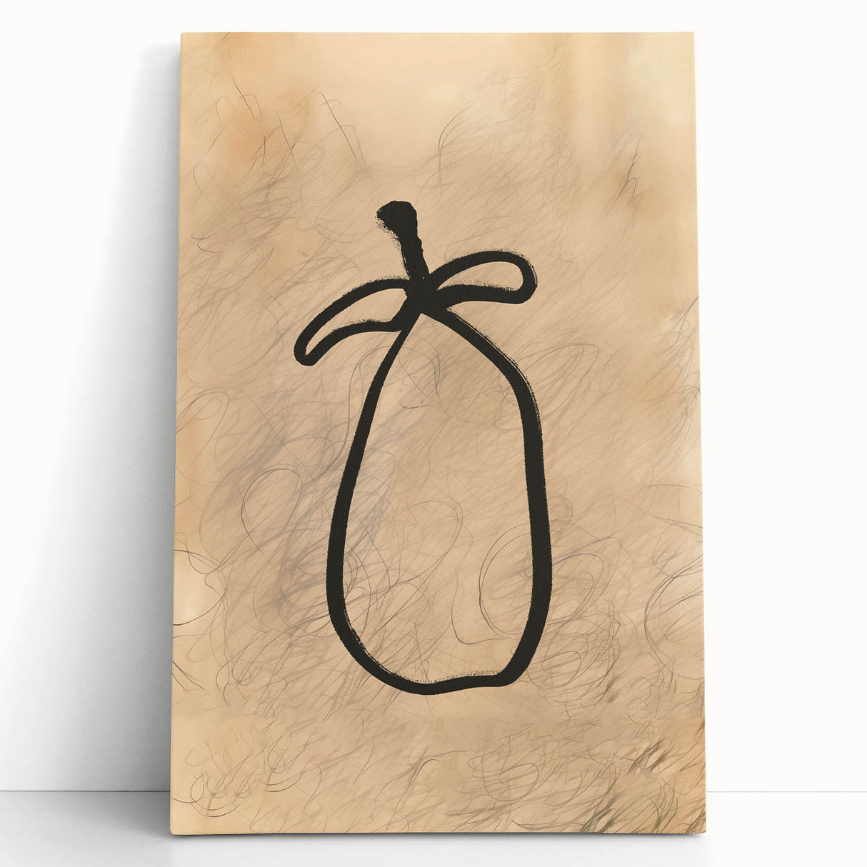 Abstract minimalist wall art design featuring soft pastel colors and geometric shapes, displayed on a stretched canvas, perfect for modern home decor.