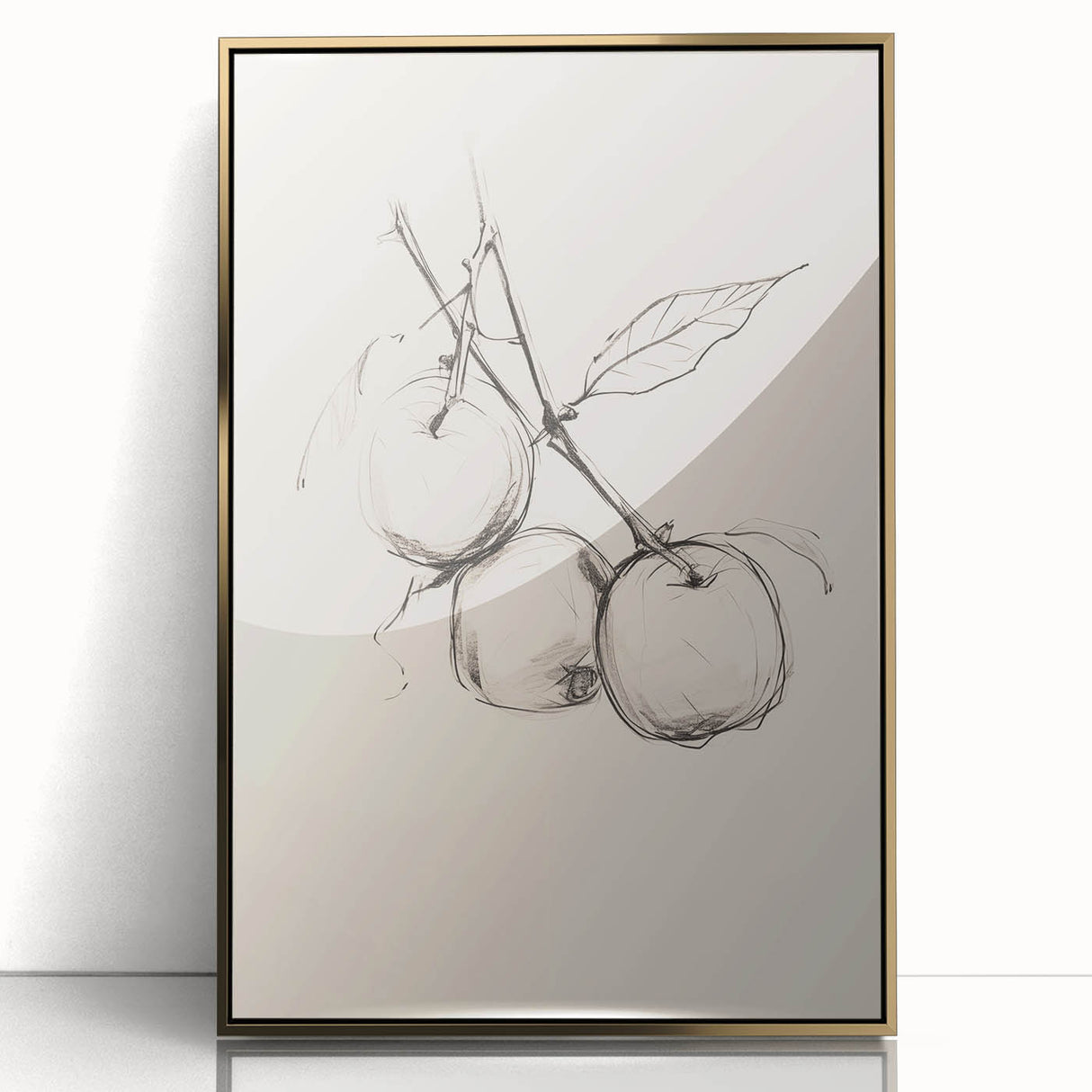 Framed minimalist wall art design featuring abstract patterns in gold and white, set against a sleek acrylic frame, perfect for modern home decor.