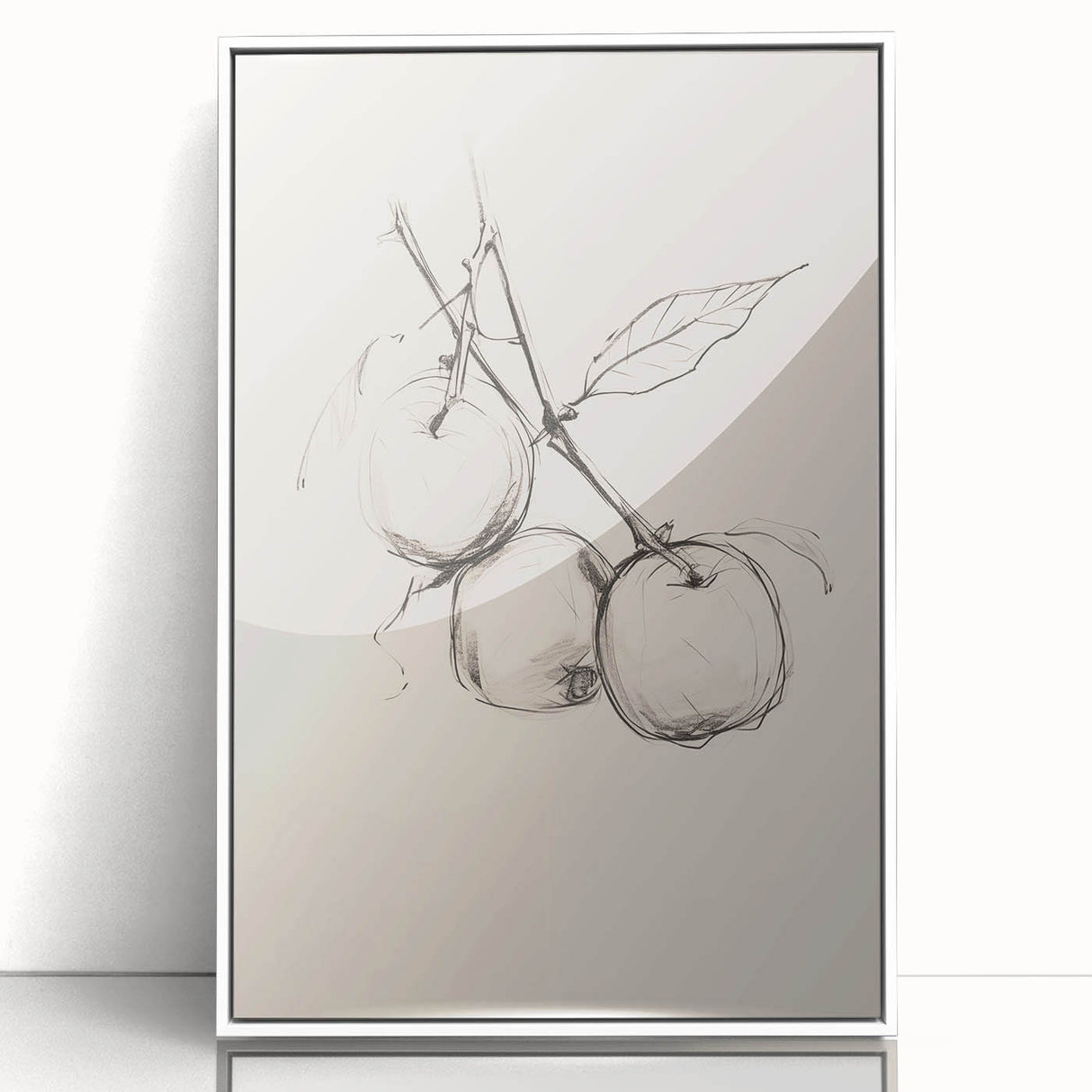 Framed abstract minimalist wall art design featuring a white background with subtle textures and geometric shapes, ideal for modern decor in living spaces.