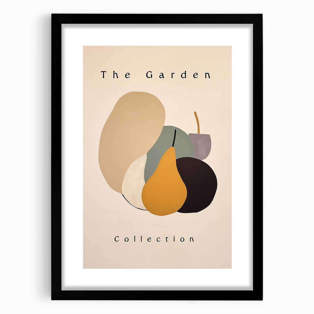 Abstract minimalist wall art design framed in black showcasing geometric patterns with a mat border, ideal for contemporary home decor and artistic expression.