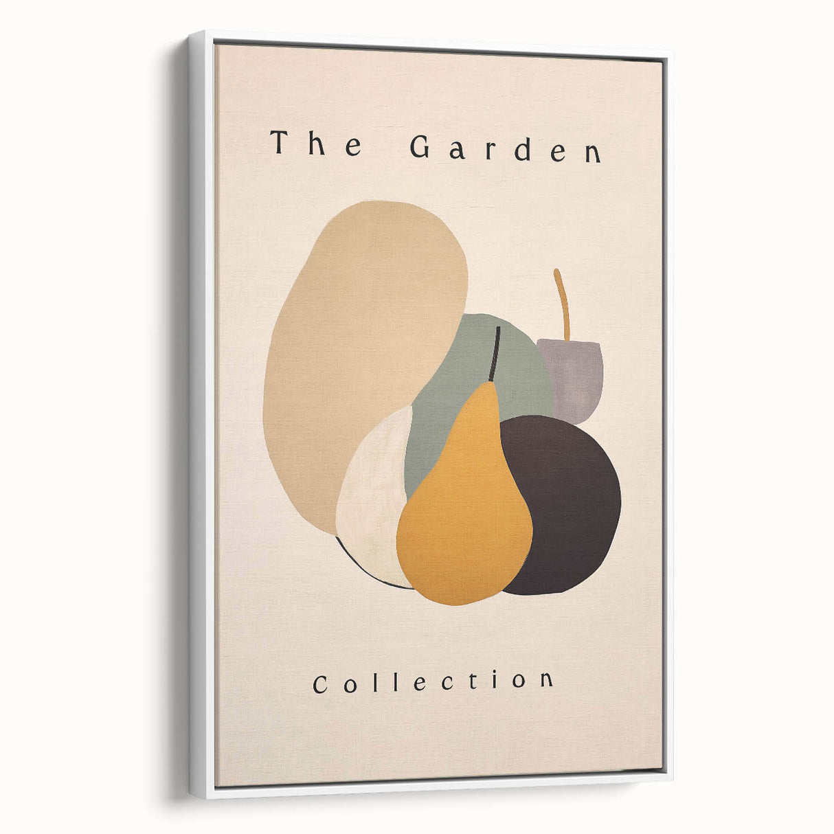 Framed minimalist wall art piece showcasing an abstract design in soft tones, presented from a side view against a neutral background, ideal for modern decor.