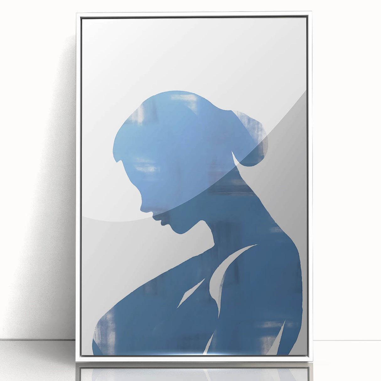 Framed abstract minimalist wall art design showcasing soft pastel colors and geometric shapes, enhancing modern home decor aesthetics.