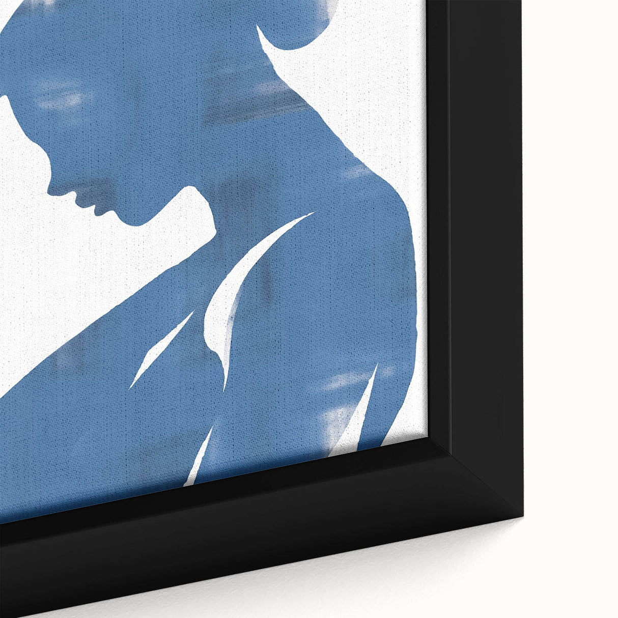 Close-up of an abstract minimalist wall art design on a framed canvas, showcasing vibrant colors and geometric shapes that enhance modern decor.