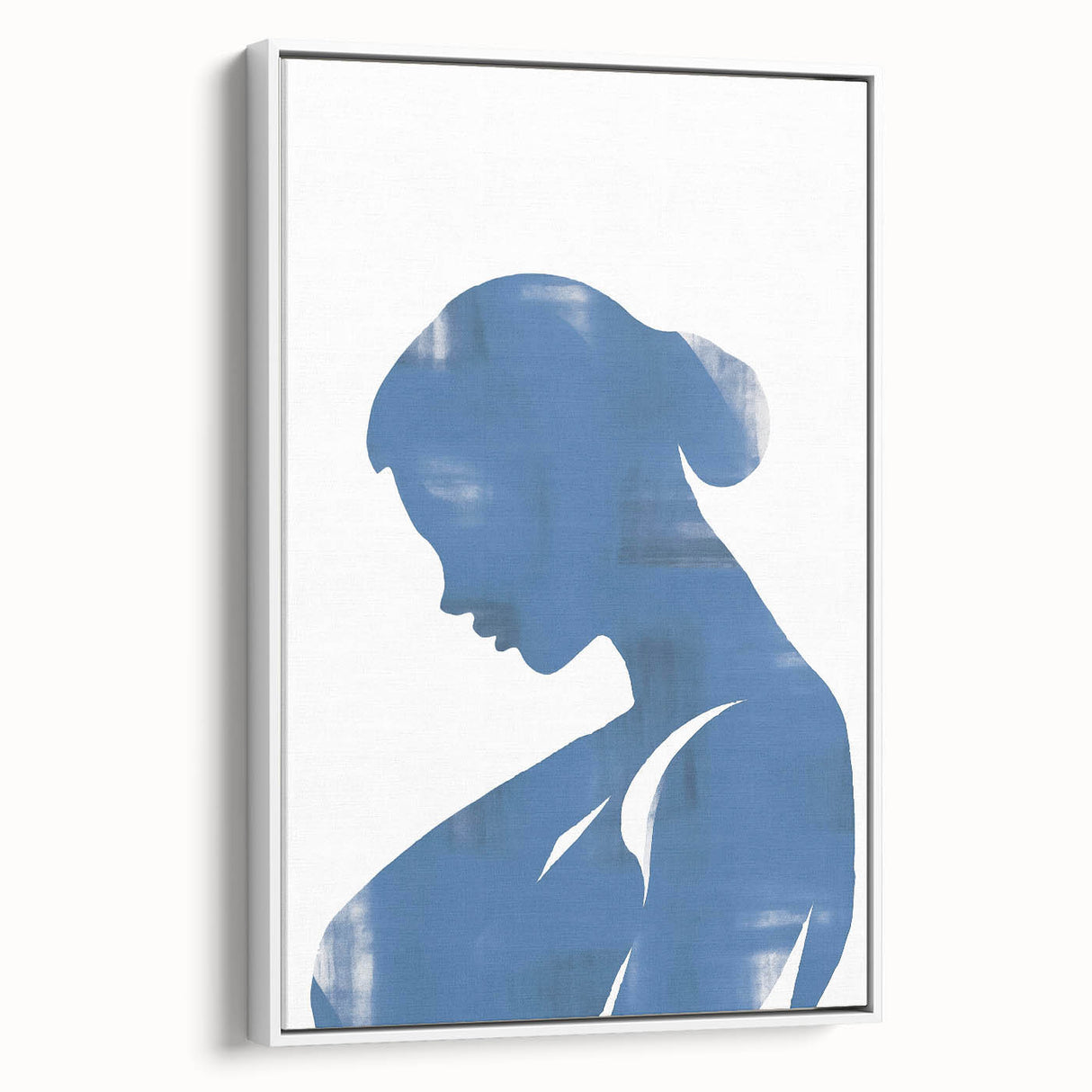 Framed abstract minimalist wall art in soft tones, showcasing a sleek design with white framing, perfect for modern decor.