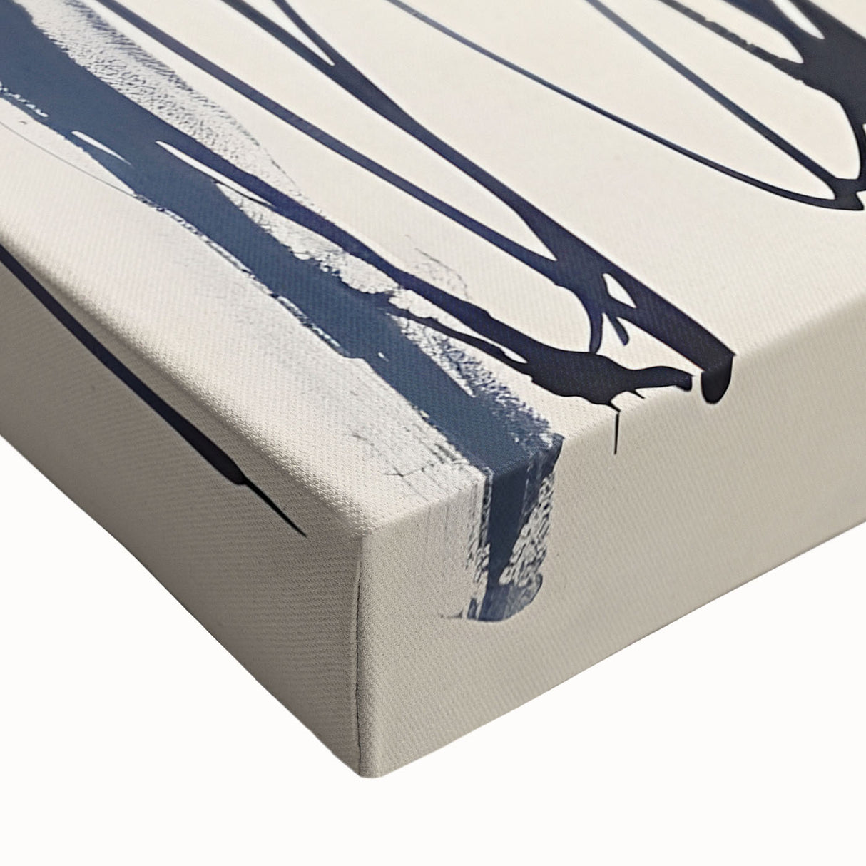 Close-up of an abstract minimalist wall art design on stretched canvas, showcasing soft pastel colors and geometric patterns, perfect for modern home decor.