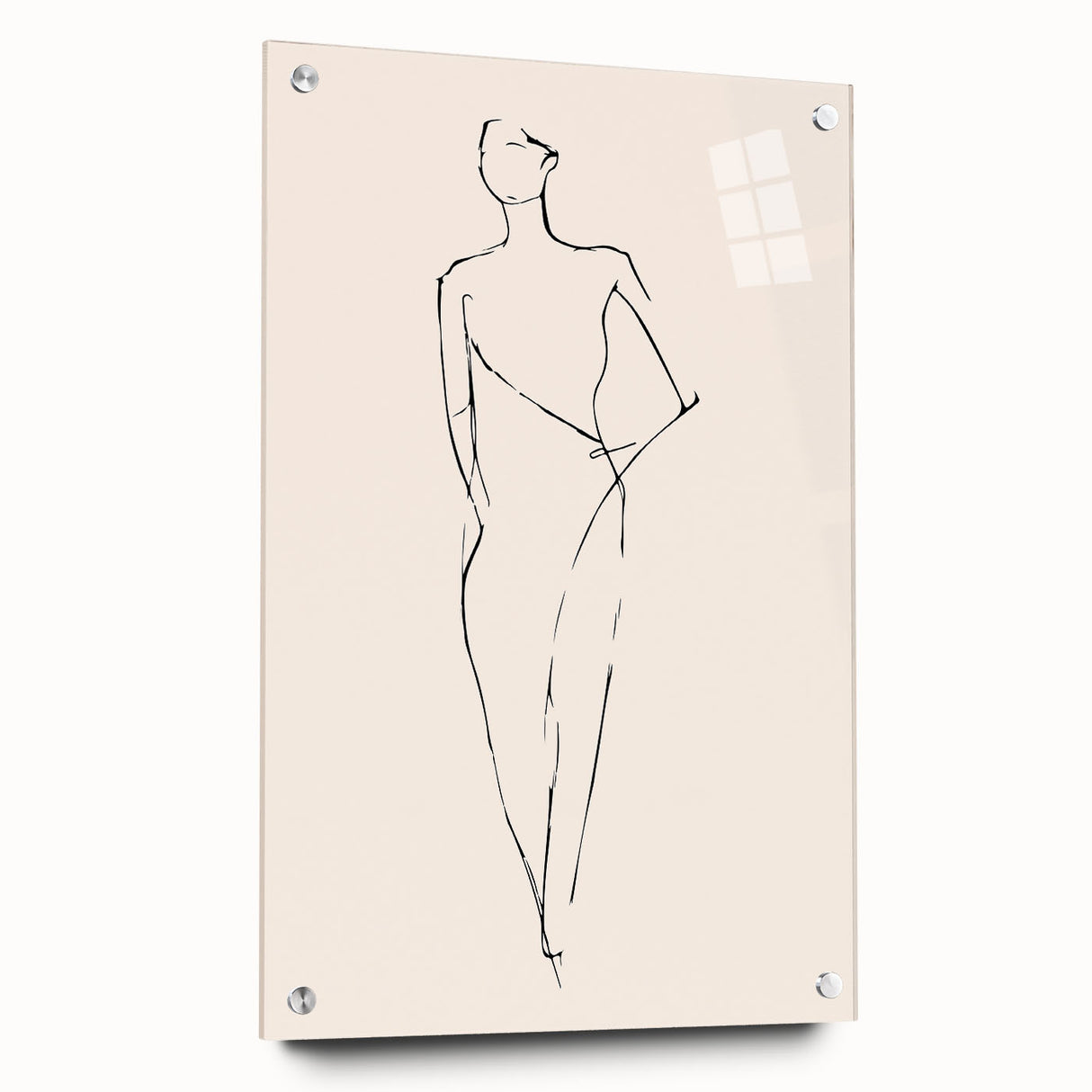 Minimalist abstract wall art collection displayed in a side view, featuring acrylic glass and pins, showcasing vibrant colors and smooth textures.