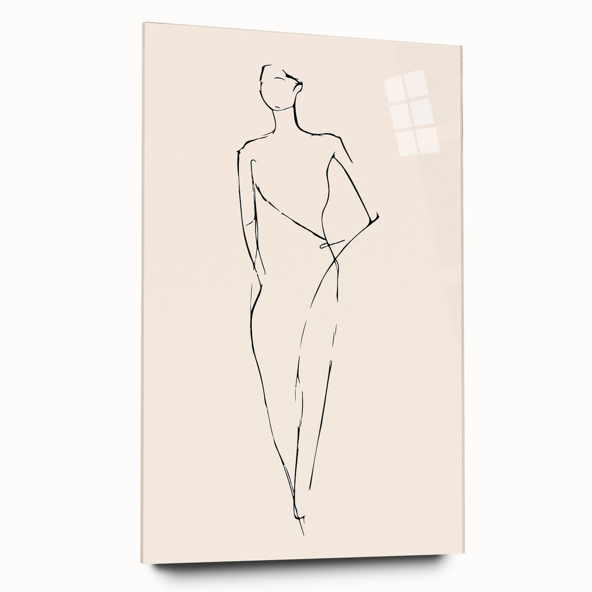 Abstract minimalist wall art collection displayed in a sleek acrylic frame, showcasing vibrant colors and geometric shapes for modern decor.